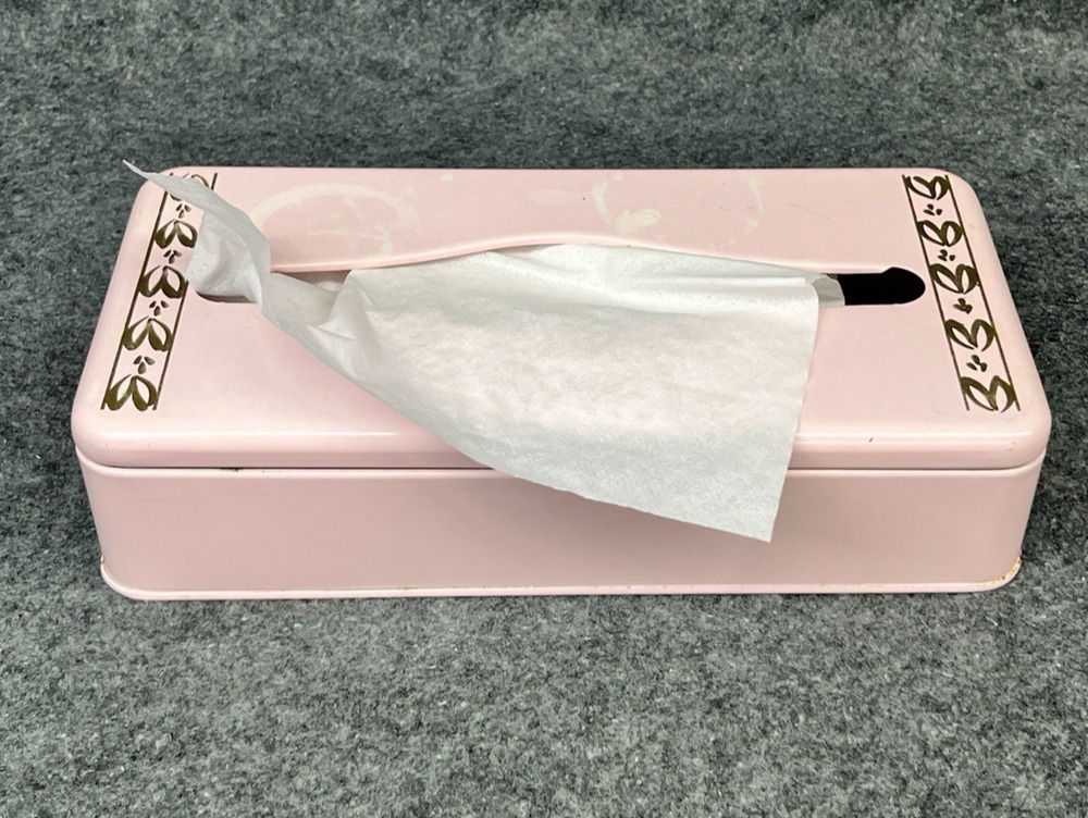 Vtg Ransburg Pink Metal Tissue Box Holder Mid Century Rectangular Wall Mount MCM